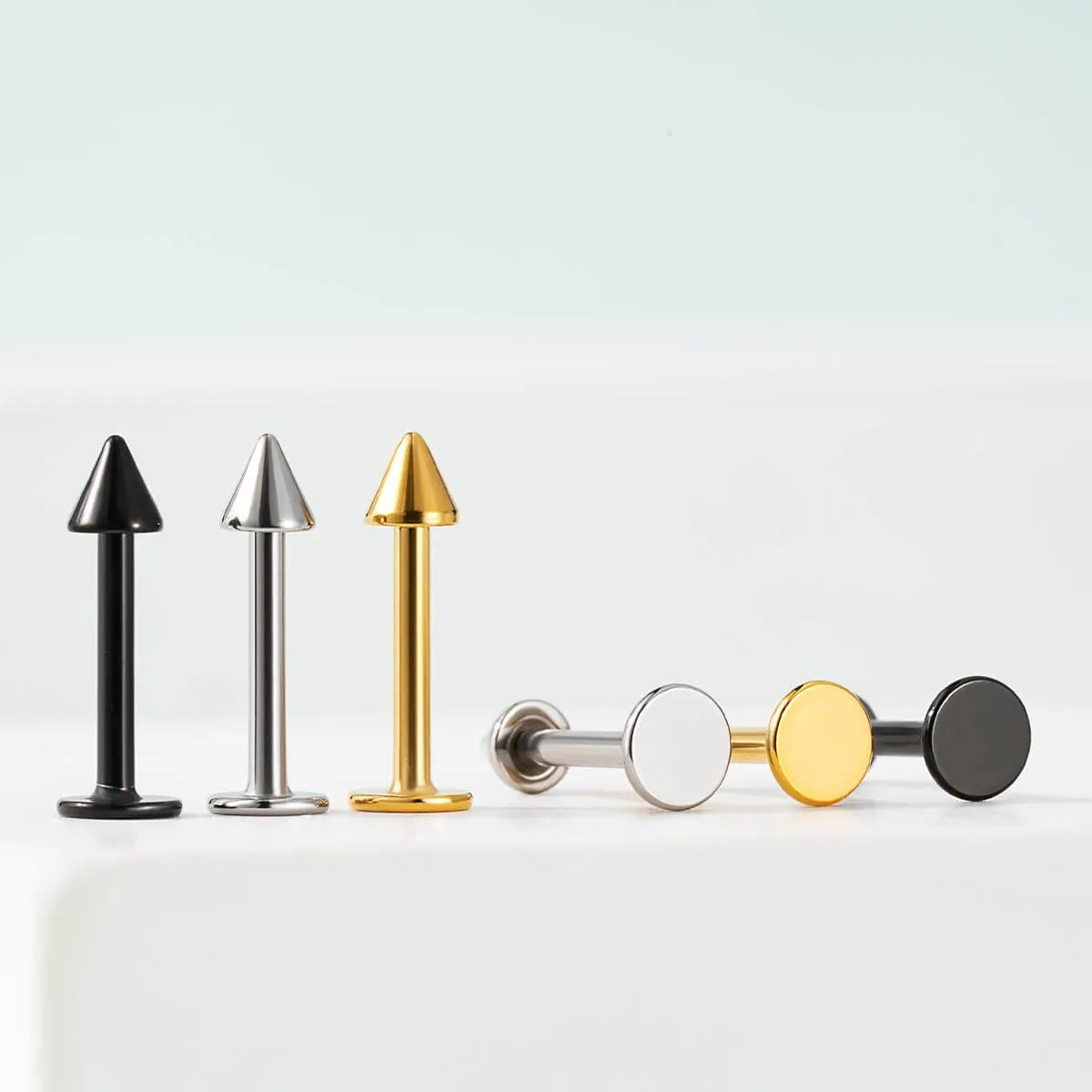 16G 6PCS 6/8/10/12MM Spike Top Labret Stud Lip Piercing Philtrum Piercing Stud