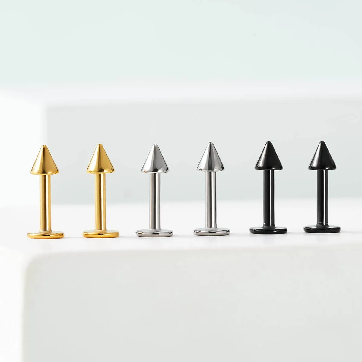 16G 6PCS 6/8/10/12MM Spike Top Labret Stud Lip Piercing Philtrum Piercing Stud