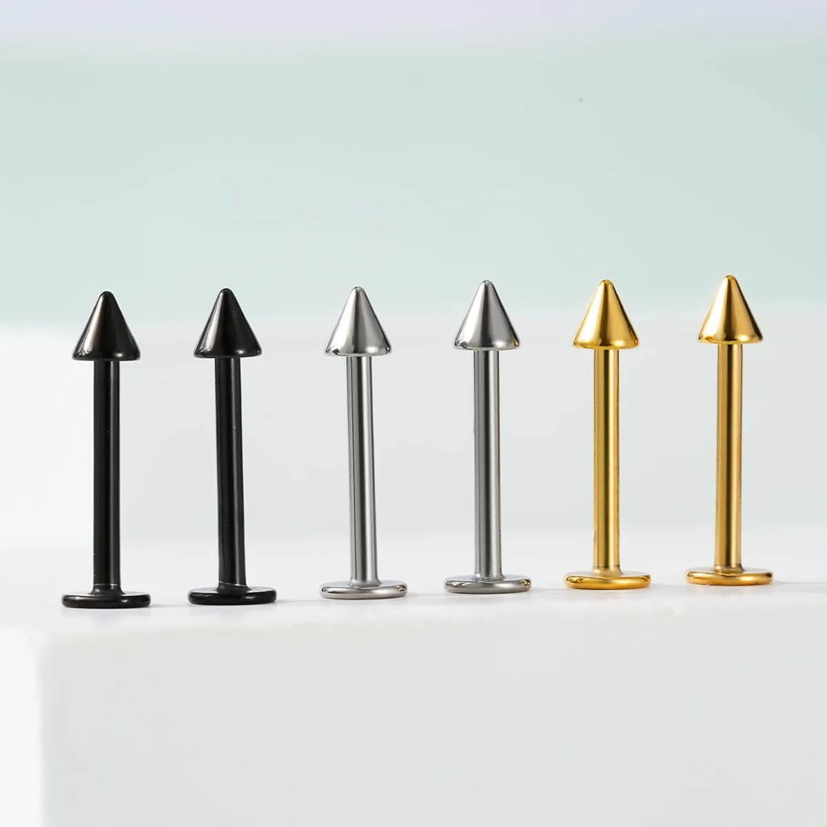 16G 6PCS 6/8/10/12MM Spike Top Labret Stud Lip Piercing Philtrum Piercing Stud