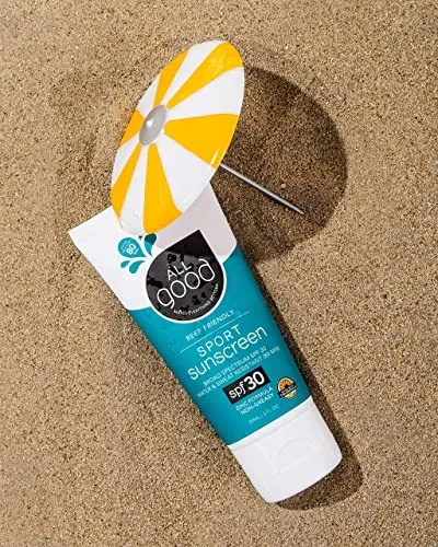 All Good Sport Face & Body Sunscreen Lotion - UVA/UVB Broad Spectrum SPF 30 , Water Resistant, Coral Reef Friendly - Zinc, Shea Butter, Coconut Oil, Aloe (3 oz)(2-Pack)