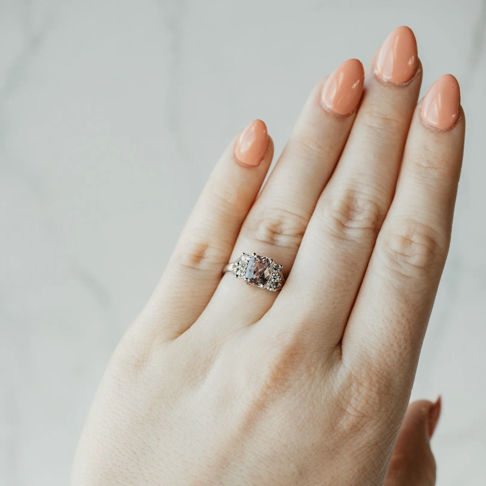Cushion Cut Pink Sapphire & Diamond White Gold Ring