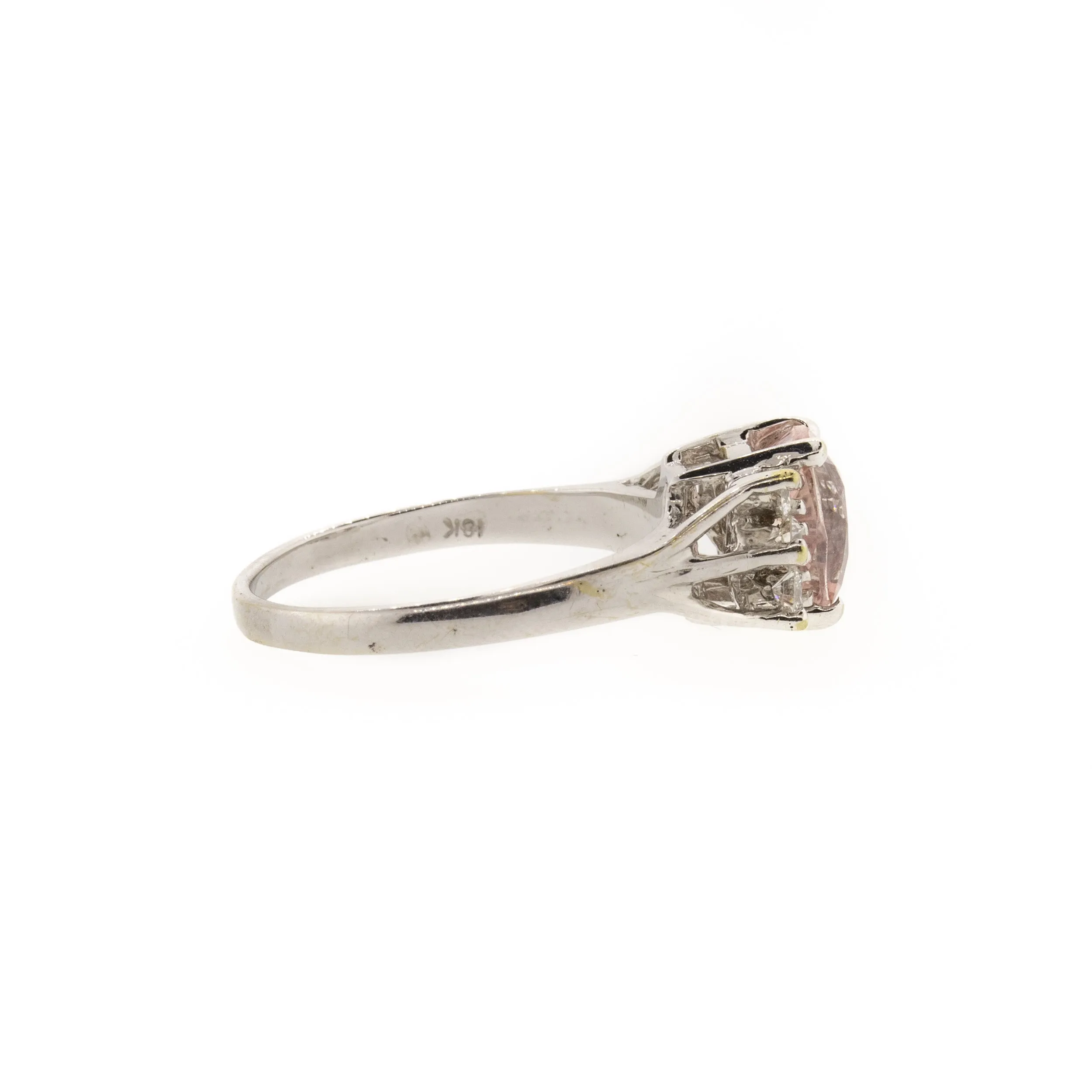 Cushion Cut Pink Sapphire & Diamond White Gold Ring
