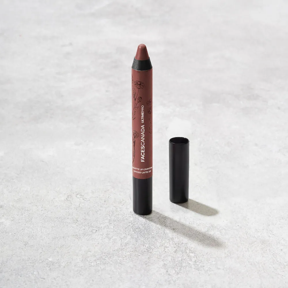 Faces Canada Matte Lip Crayon | Cocoa Butter and Chamomile enriched | One Stroke Intense Color | Smooth Glide | All Day Hydrated Lips | Shade - Spiced Latte 2.8g