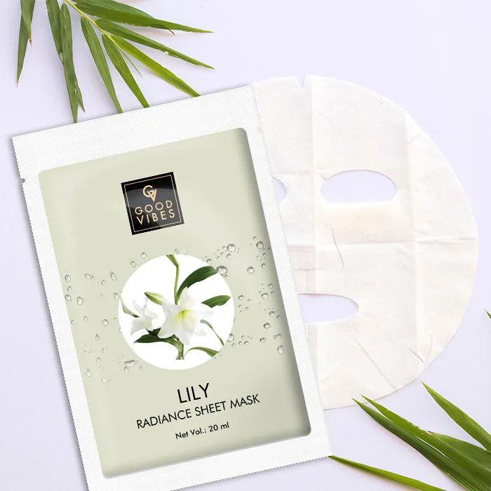 Good Vibes Lily Radiance Sheet Mask | Deep Pore Cleansing, Rejuvenating | No Animal Testing (20 ml)