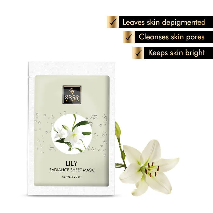 Good Vibes Lily Radiance Sheet Mask | Deep Pore Cleansing, Rejuvenating | No Animal Testing (20 ml)