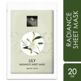 Good Vibes Lily Radiance Sheet Mask | Deep Pore Cleansing, Rejuvenating | No Animal Testing (20 ml)
