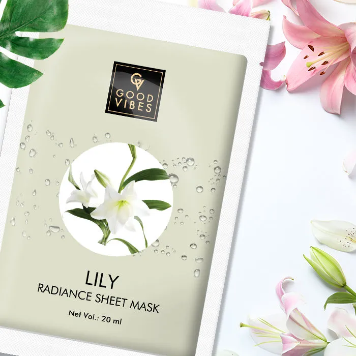 Good Vibes Lily Radiance Sheet Mask | Deep Pore Cleansing, Rejuvenating | No Animal Testing (20 ml)