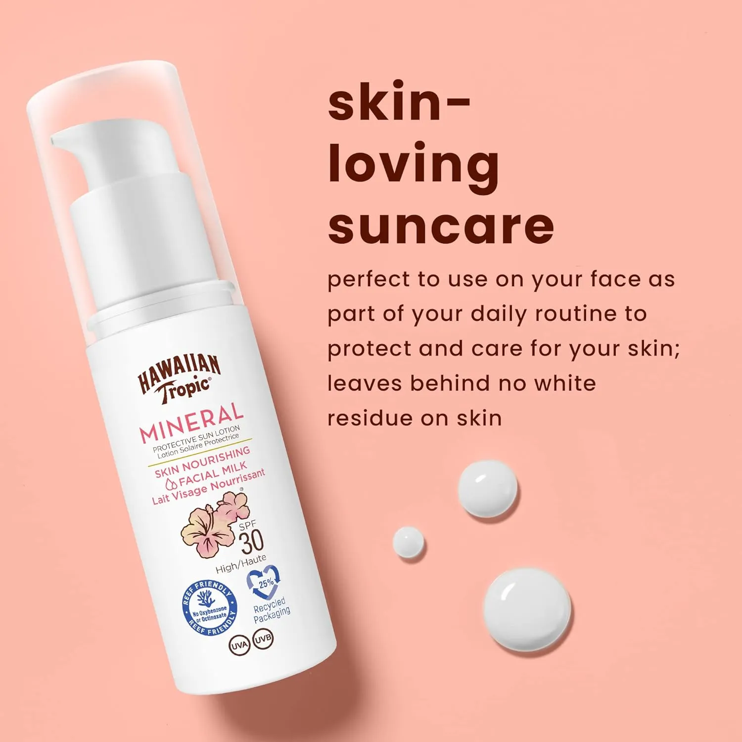 HAWAIIAN TROPIC Mineral Facial Milk SPF30 50ml Sunscreen for Face