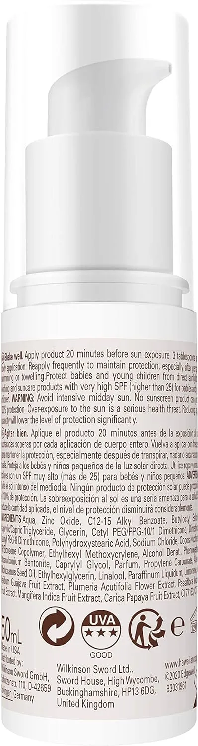 HAWAIIAN TROPIC Mineral Facial Milk SPF30 50ml Sunscreen for Face