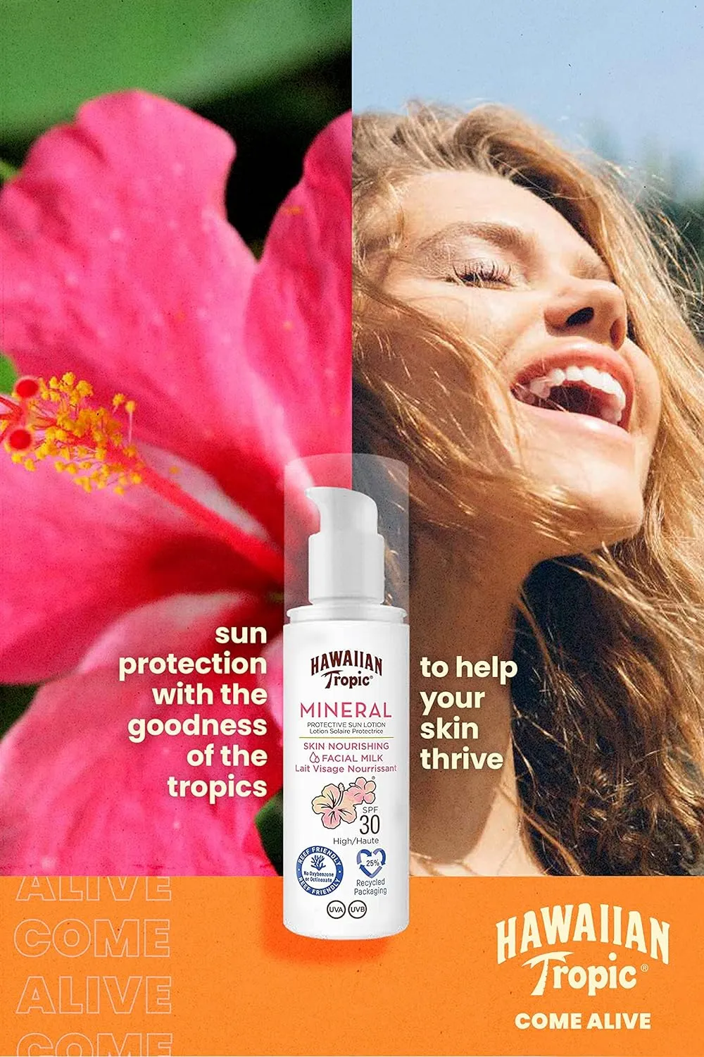 HAWAIIAN TROPIC Mineral Facial Milk SPF30 50ml Sunscreen for Face