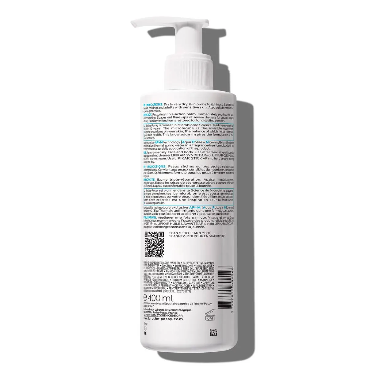 LA ROCHE POSAY LIPIKAR AP M DAILY REPAIR FACE AND BODY MOISTURIZER FOR DRY SKIN 400ML