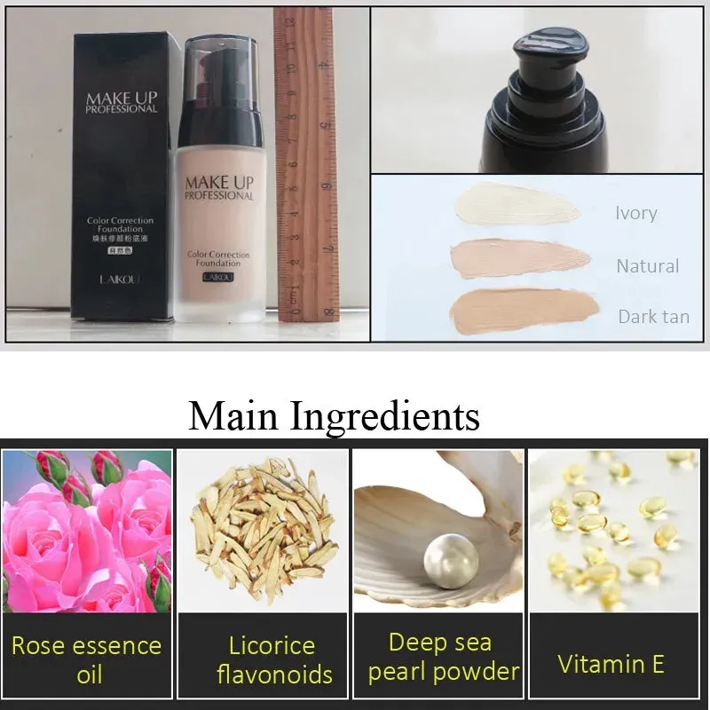 Laikou Waterproof Liquid Foundation - 40g Corrective Makeup Base for Flawless Complexion