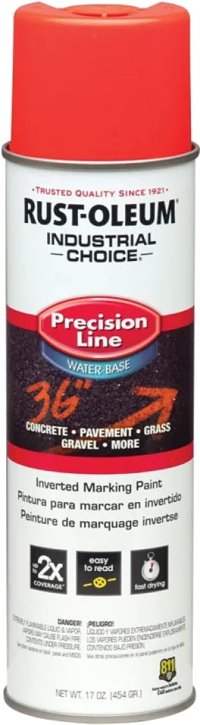 Rust-Oleum 203037 Inverted Marking Spray Paint, Fluorescent Red/Orange, 17 oz, Can :CAN: QUANTITY: 1