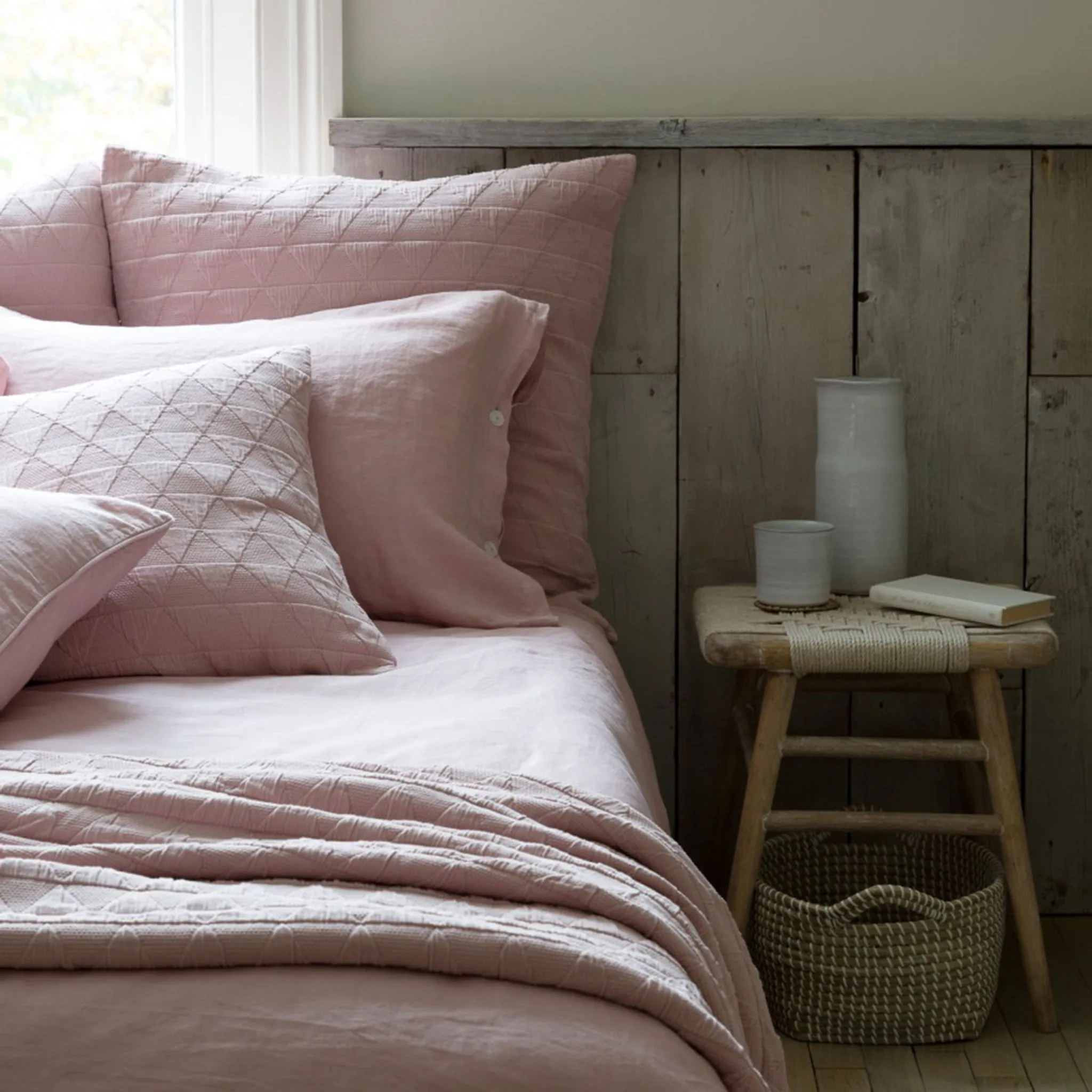 Stockholm Blush Pink Cotton Bedspread