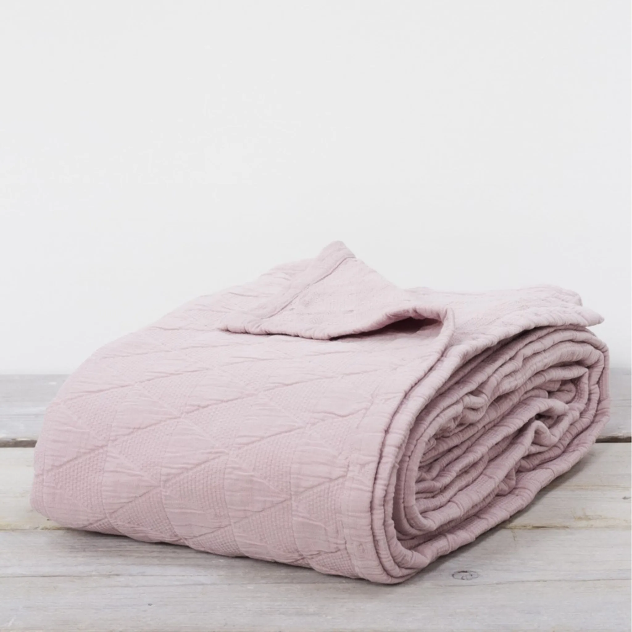 Stockholm Blush Pink Cotton Bedspread